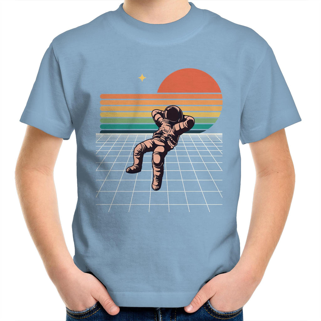 Retro Astronaut - Kids Youth T-Shirt Carolina Blue Kids Youth T-shirt Printed In Australia Space