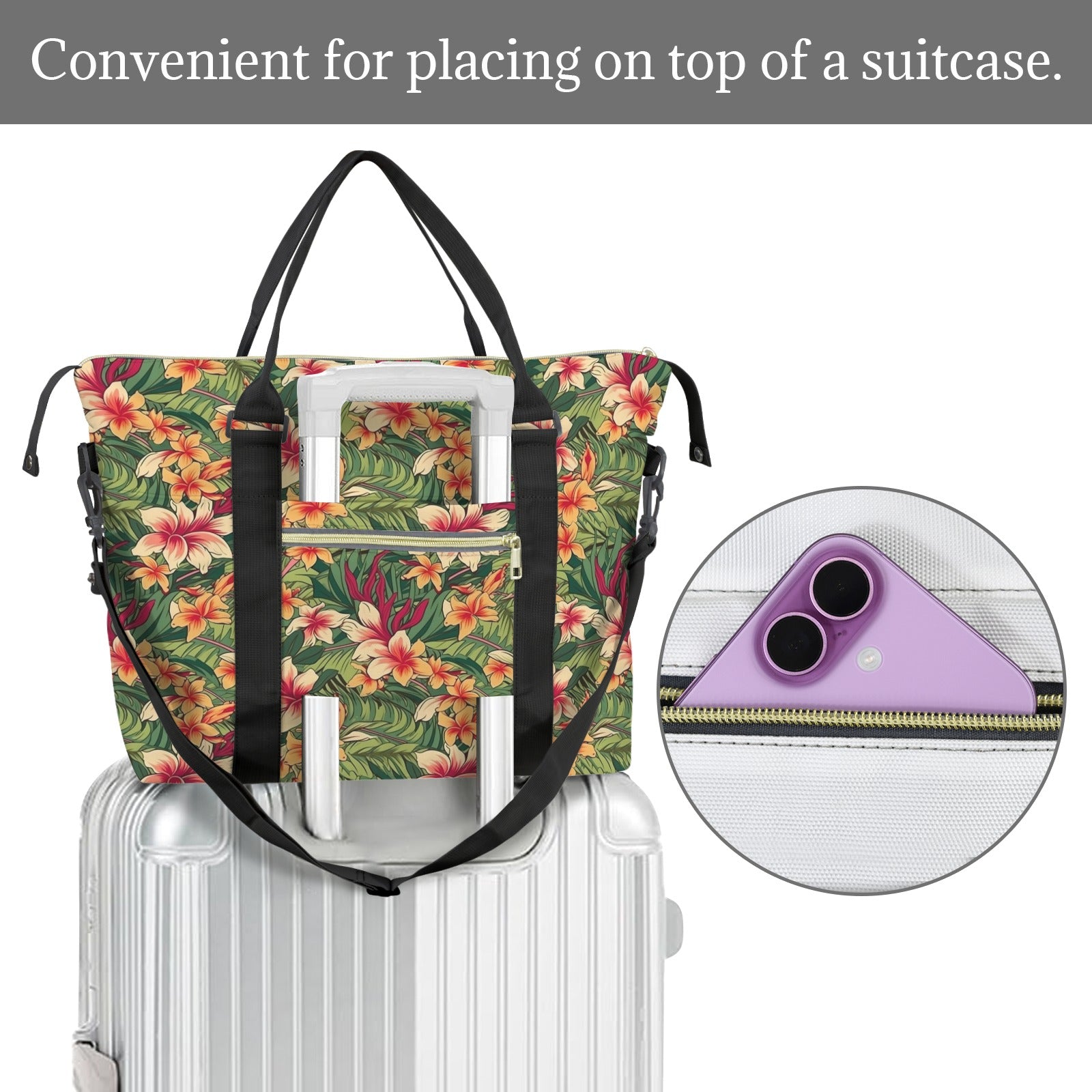 Vintage Hawaiian Floral Duffle Bag-Simple (Model 1715) Duffle Bag-Simple (1715)