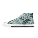 Vintage Blue Floral Women's High Top Canvas Shoes US12 Womens Classic High Top Shoes Printed Offshore
