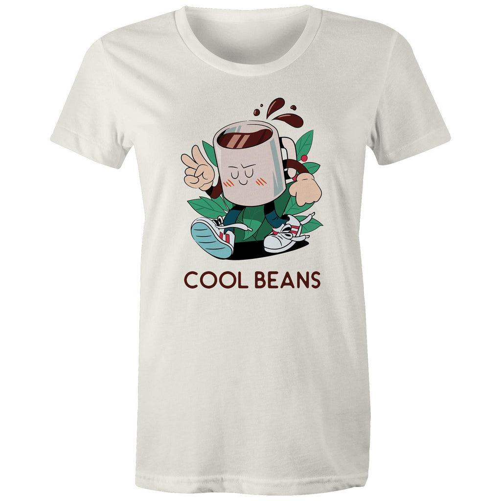 Cool Beans, Coffee - Womens T-shirt Natural Womens T-shirt Coffee Printed In Australia