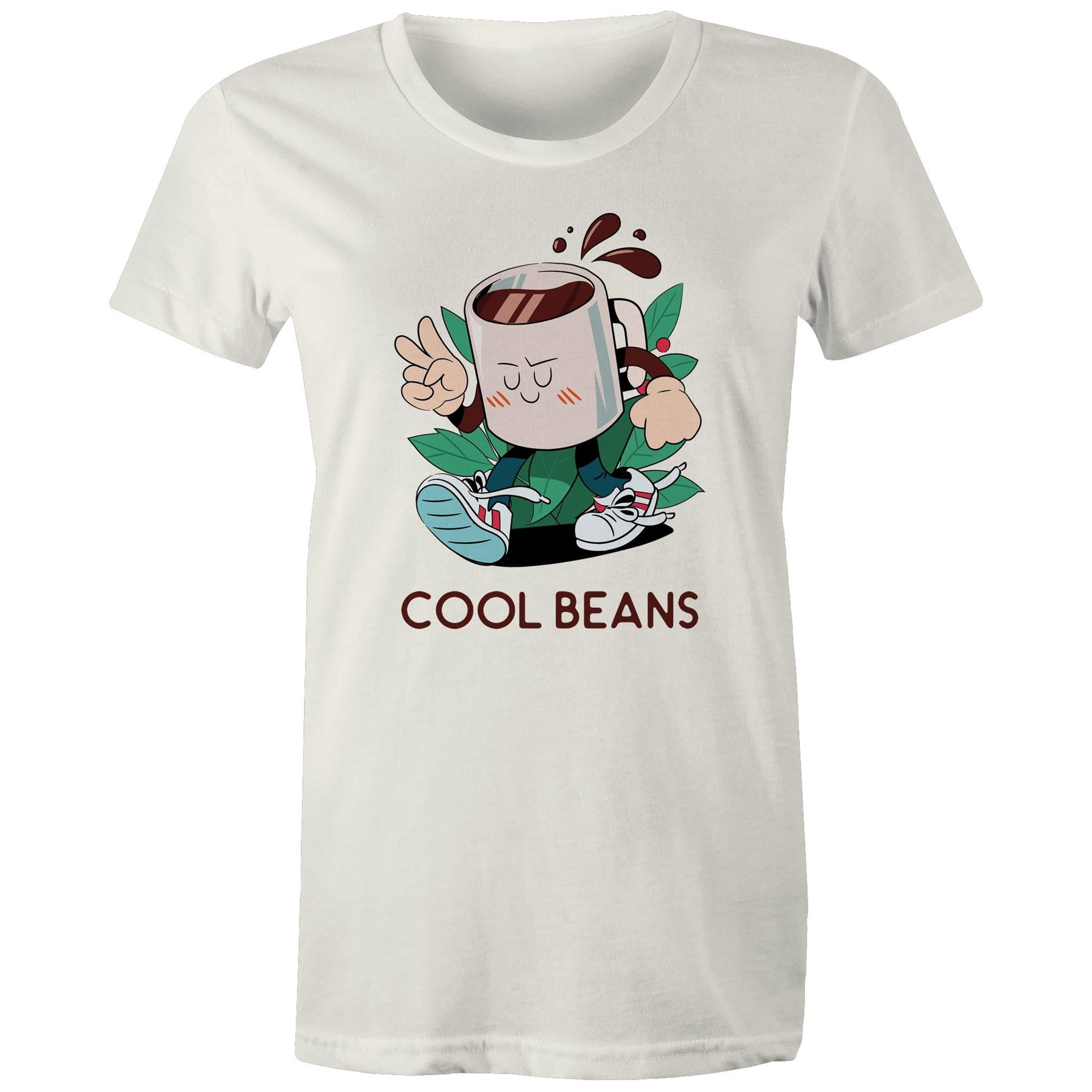 Cool Beans, Coffee - Womens T-shirt Natural Womens T-shirt Coffee Printed In Australia