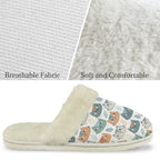 Cute Cat Faces Women's Fur Trim Thick-Sole Indoor Slippers Women's Fur Trimmed Slippers animal Printed Offshore