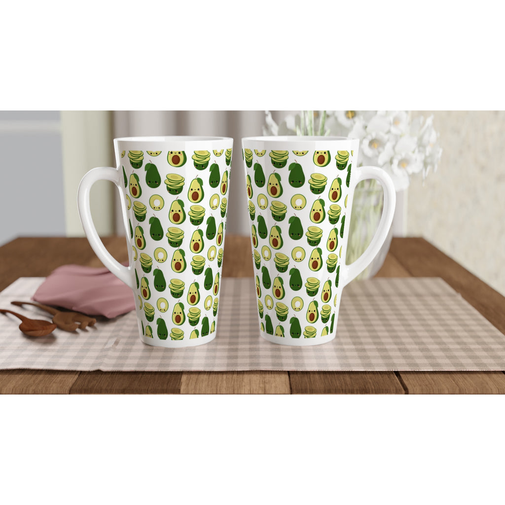 Cute Avocados - White Latte 17oz Ceramic Mug Latte Mug food Globally Fulfilled