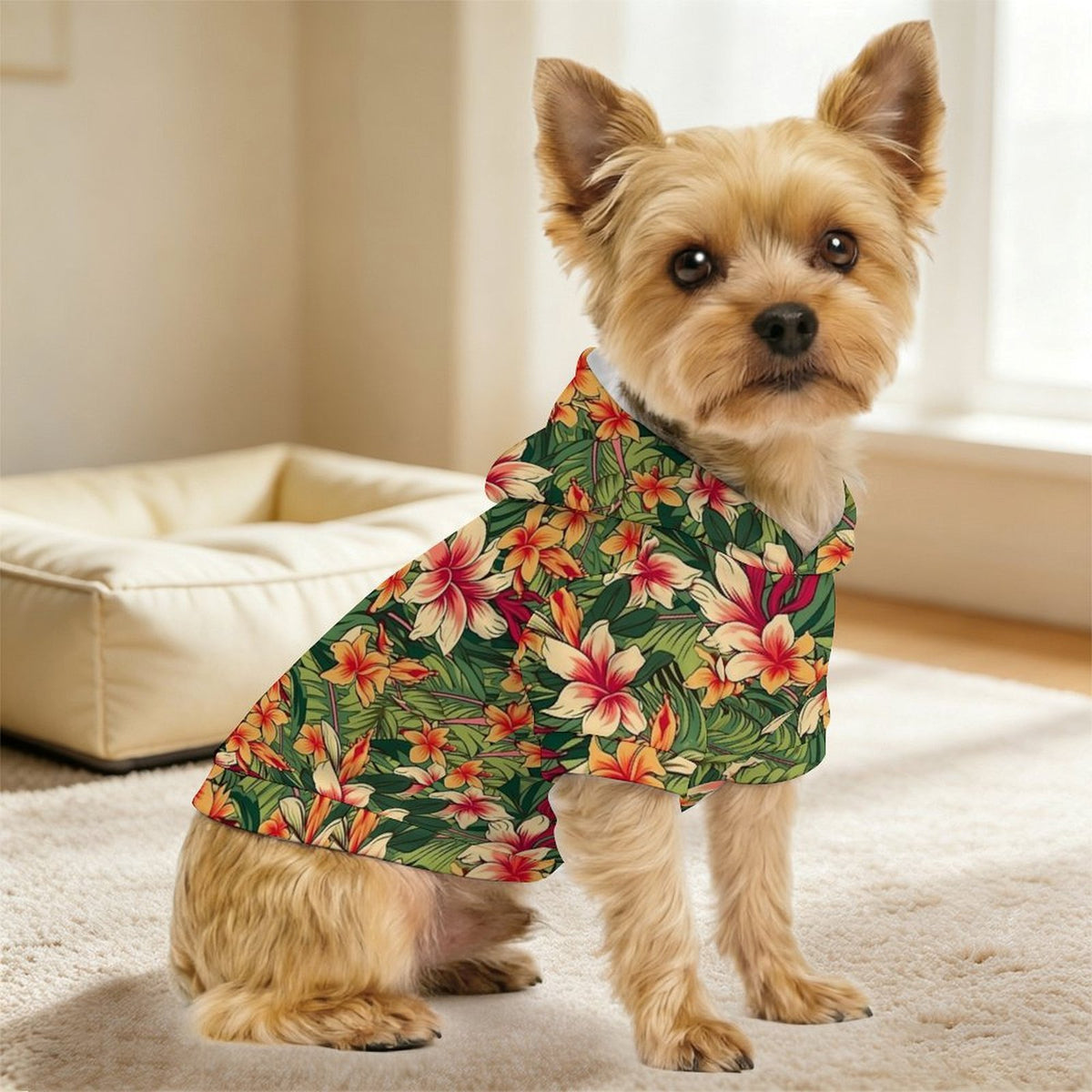 Vintage Hawaiian Floral Pet Hoodie (Small Size) Pet Hoodie (Small) Plants Printed Offshore
