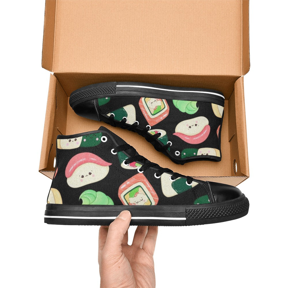 Happy Sushi - Kids High Top Canvas Shoes