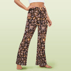 Coffee Beans High Waist Crossover Tummy Control Flare Leggings High Waist Flare Leggings Coffee Printed Offshore