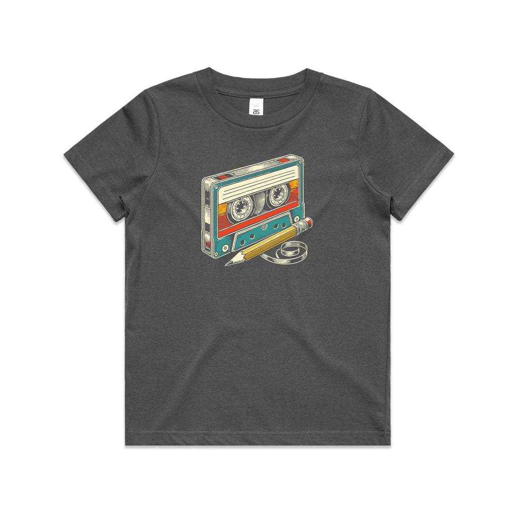 Cassette Tape And Pencil - Kids Youth Staple Tee