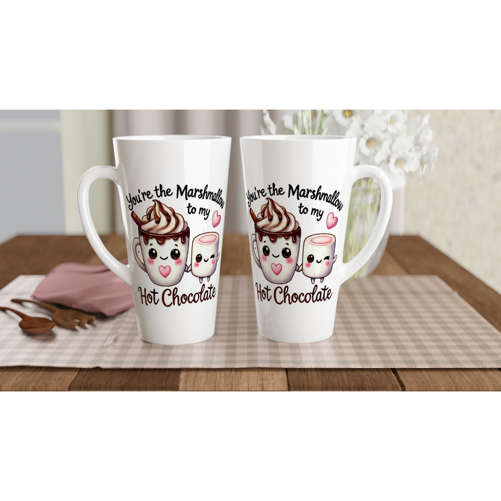 You're The Marshmallow To My Hot Chocolate, Valentine - White Latte 17oz Ceramic Mug Latte Mug Food Globally Fulfilled Love