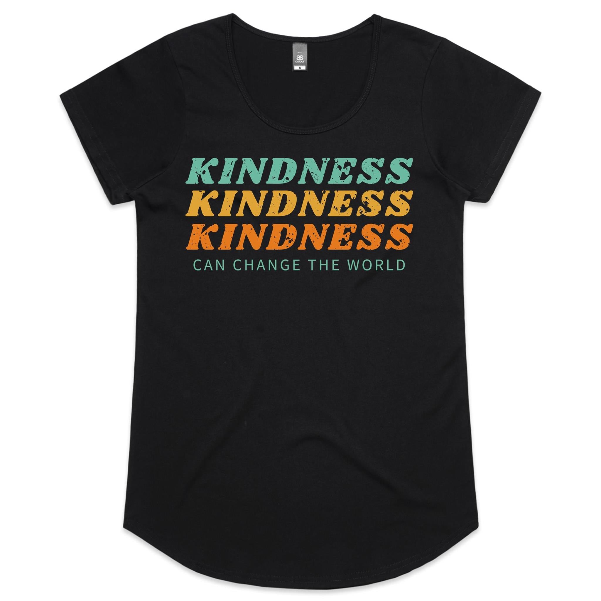 Kindness Can Change The World - Womens Scoop Neck T-Shirt Black Womens Scoop Neck T-shirt Kindness Printed In Australia