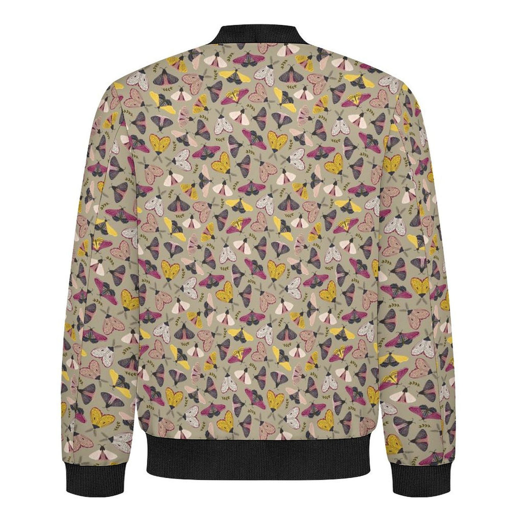 Pretty Moths Men's Casual Zip‑Up Bomber Jacket
