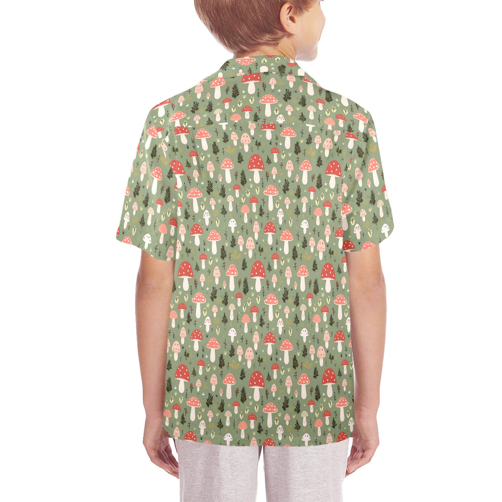 Mushroom Garden Senior Kids Hawaiian Shirt Senior Kids Hawaiian Shirt 8-15 Printed Offshore