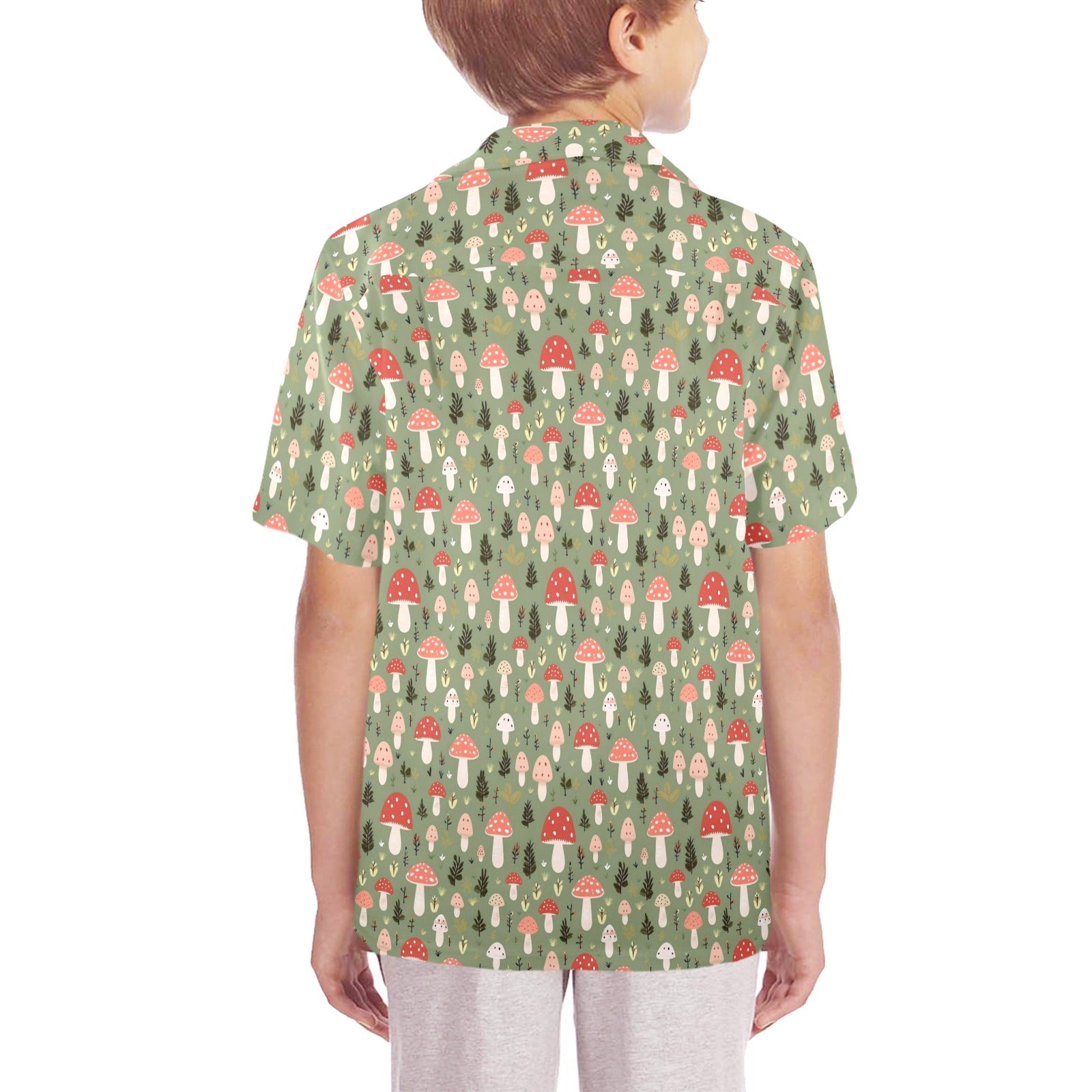 Mushroom Garden Senior Kids Hawaiian Shirt Senior Kids Hawaiian Shirt 8-15 Printed Offshore