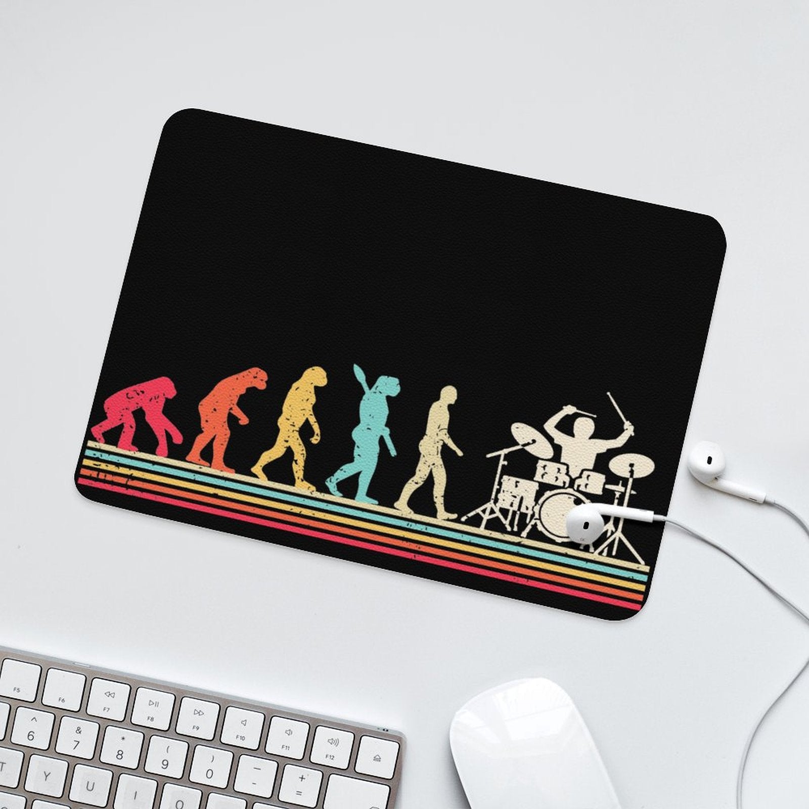 Evolution Of A Drummer Leather Mouse Pad Leather Mouse Pad Music Printed Offshore