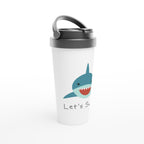 Let's Swim - White 15oz Stainless Steel Travel Mug Travel Mug Coffee funny Globally Fulfilled