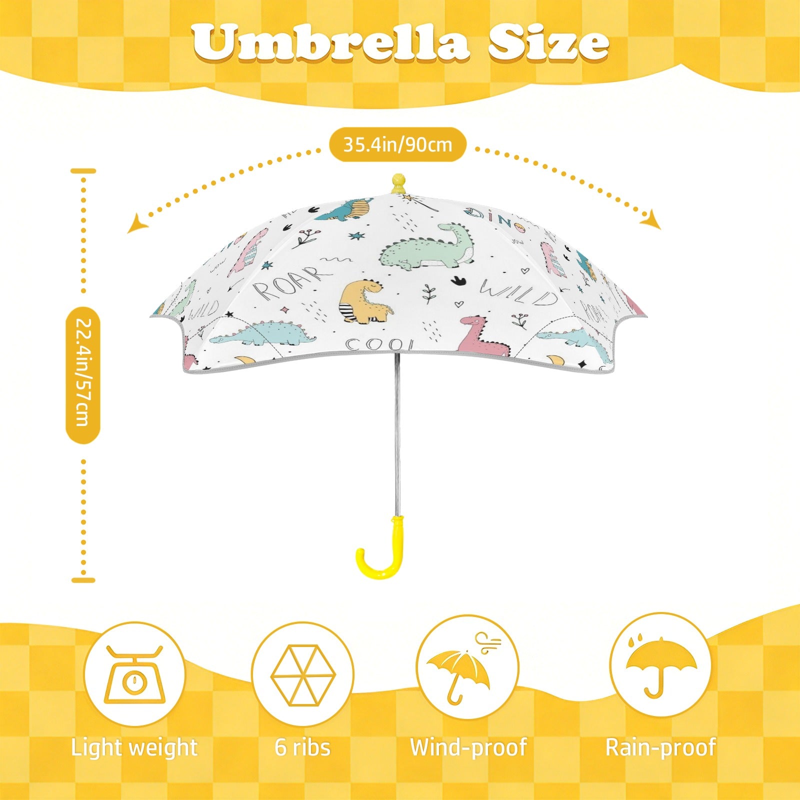 Quirky Dinosaurs Kids Safe Round Corner Umbrella