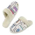 Wah Pedal Men's Fur Trim Thick-Sole Indoor Slippers 2XL Men's Fur Trimmed Slippers Music Printed Offshore