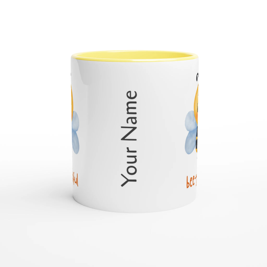 Personalised - Bee-you-tiful - White 11oz Ceramic Mug with Colour Inside Personalised 11oz Mug animal customise Globally Fulfilled personalise