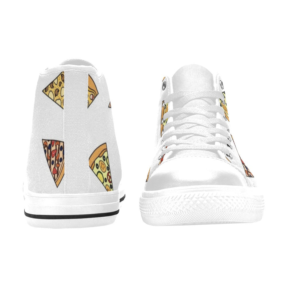 Pizza Slices On White Kids High Top Canvas Shoes