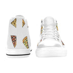 Pizza Slices On White Kids High Top Canvas Shoes