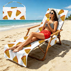 Pizzas Beach Chair Towel Cover with Side Pockets