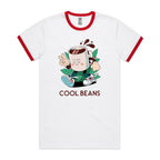 Cool Beans, Coffee - Staple Ringer Tee White Red Ringer T-Shirt Coffee Printed In Australia