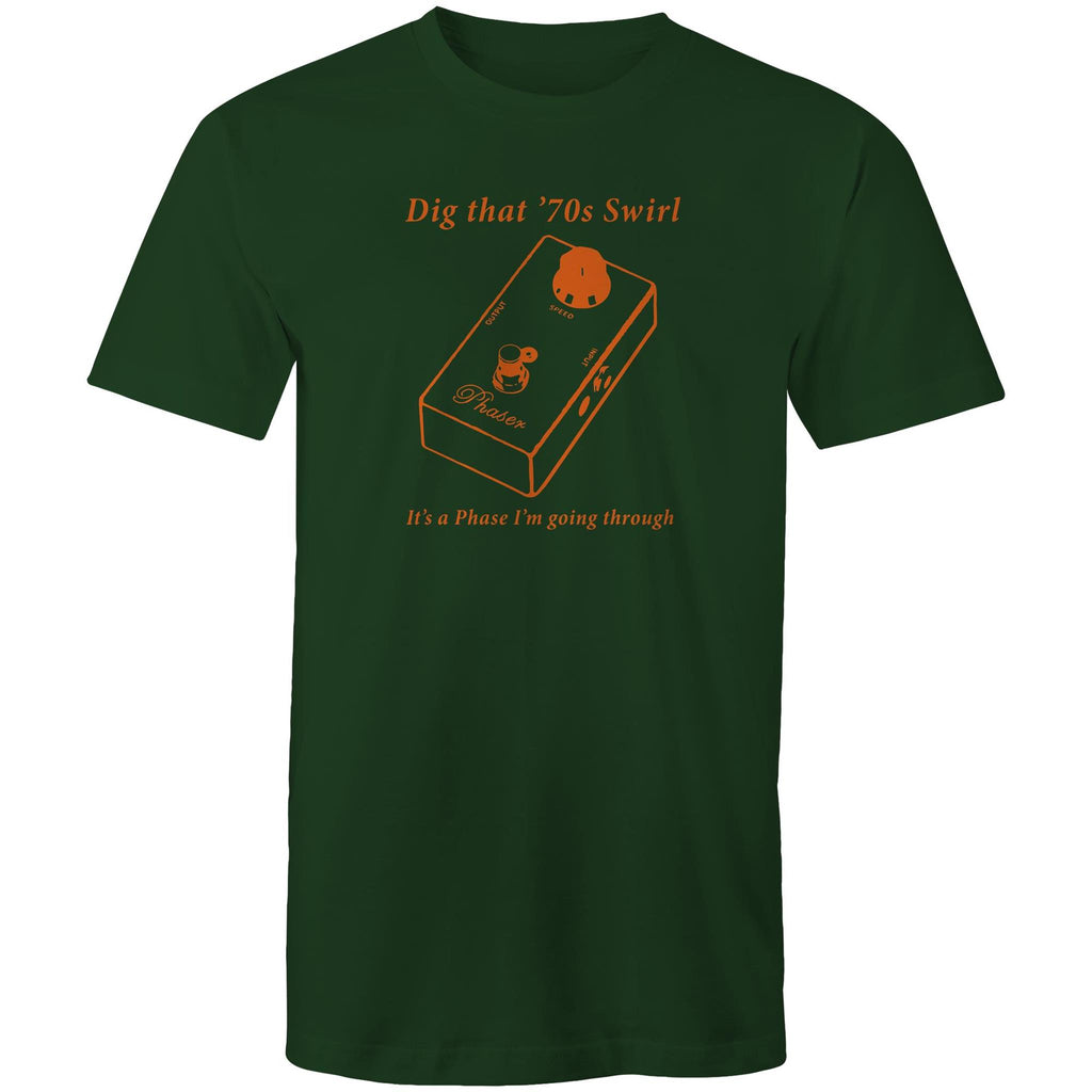 Phaser, Guitar Pedal - Mens T-Shirt Forest Green Mens T-shirt Music Printed In Australia