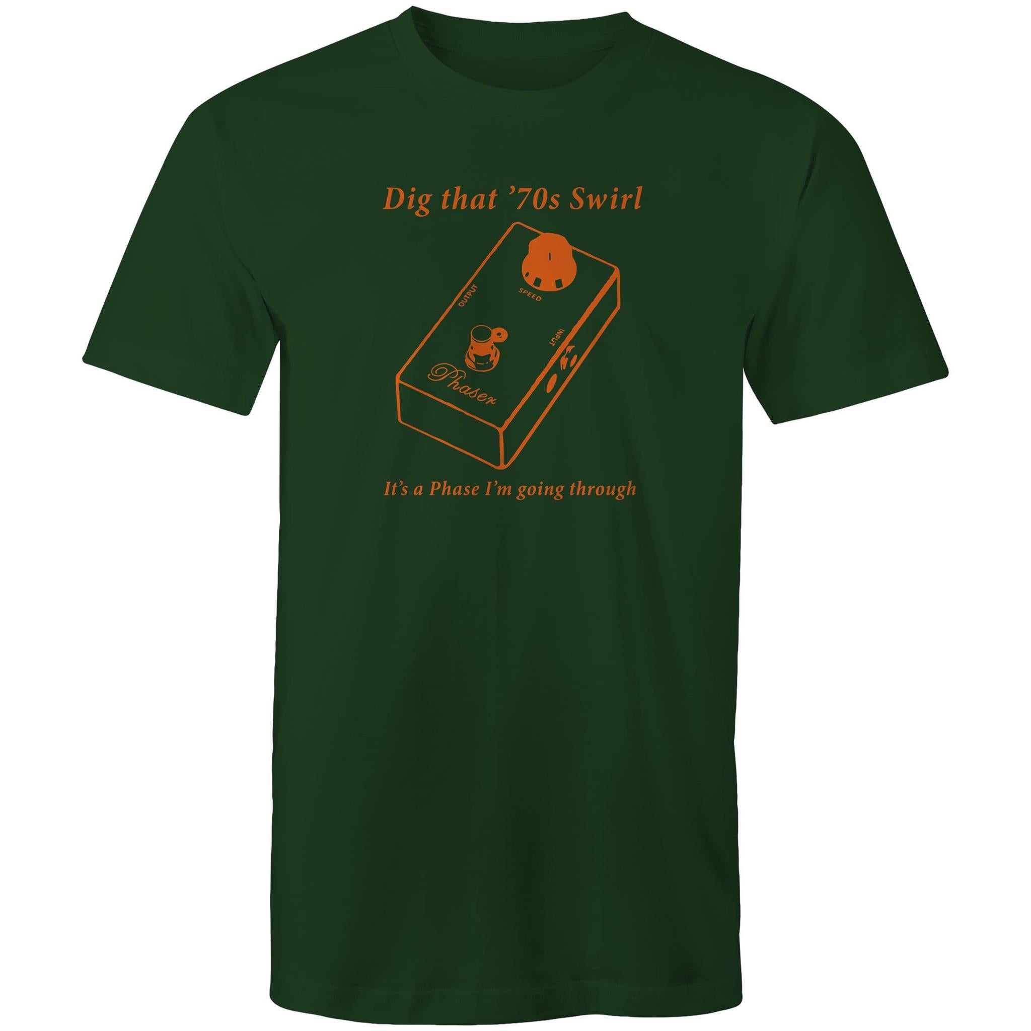 Phaser, Guitar Pedal - Mens T-Shirt Forest Green Mens T-shirt Music Printed In Australia