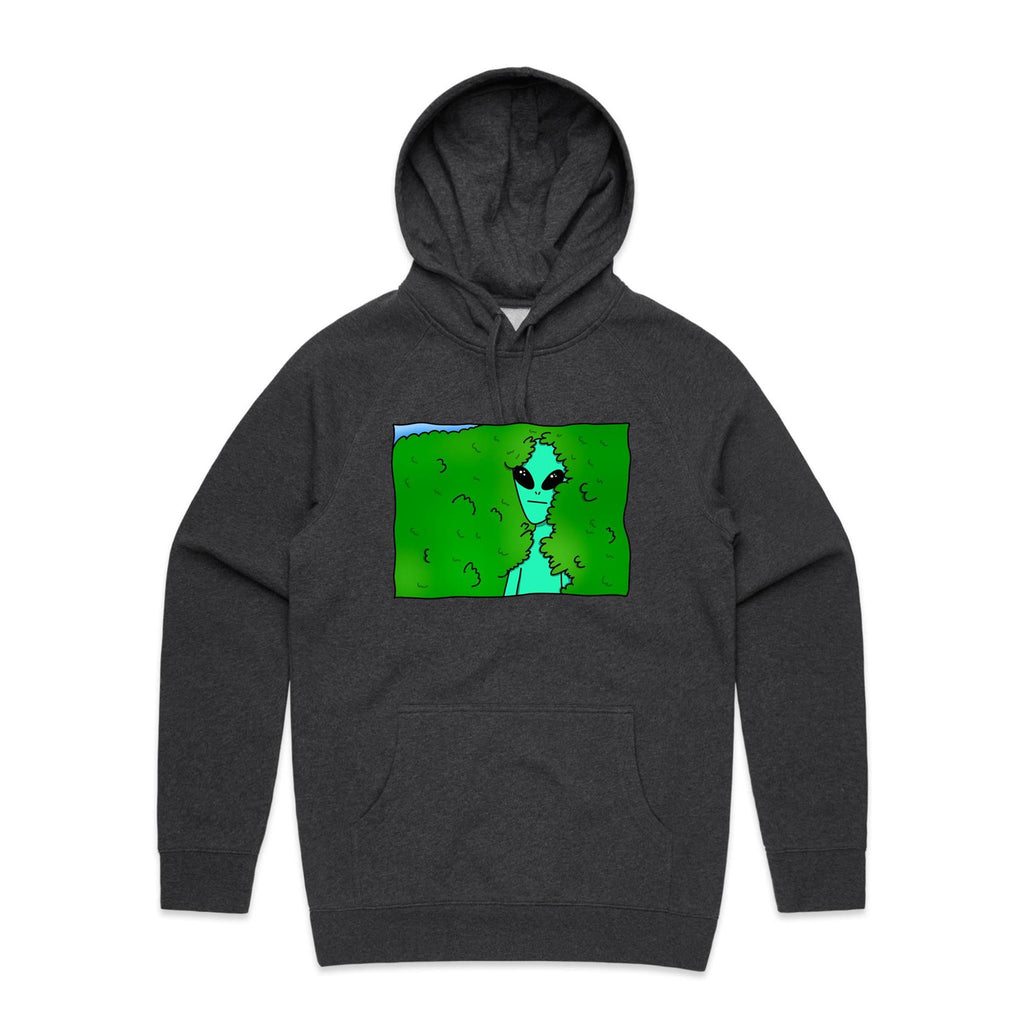 Alien Backing Into Hedge Meme - Mens Hoodie Asphalt Marle Mens Hoodie Printed In Australia Sci Fi