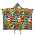 Comic Book 2 Kids Hooded Blanket 100cm x 130cm white 40"×50" Kids Hooded Blanket comic Printed Offshore