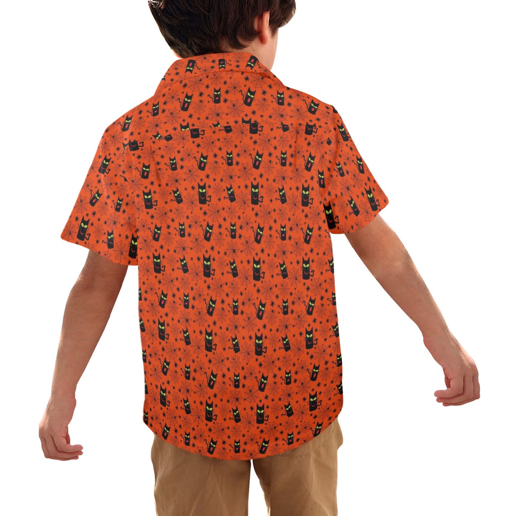 Halloween Black Cats Junior Kids Hawaiian Shirt
