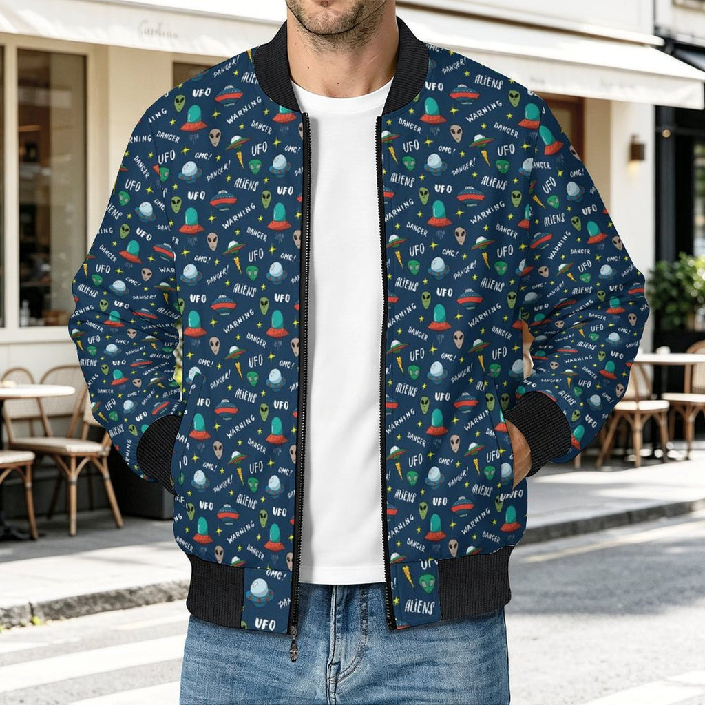 UFO's And Aliens Men's Casual Zip‑Up Bomber Jacket