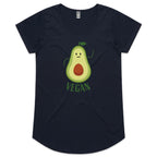 Vegan - Womens Scoop Neck T-Shirt Navy Womens Scoop Neck T-shirt Food Printed In Australia