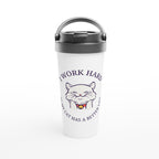 I Work Hard So My Cat Has A Better Life - White 15oz Stainless Steel Travel Mug Travel Mug animal Coffee Globally Fulfilled