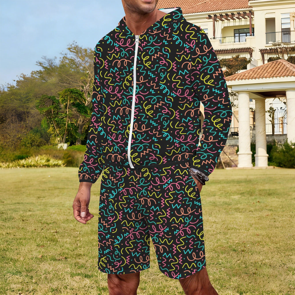 Squiggle Time Men's Lightweight Sun Hoodie & Shorts Set Men's Lightweight Sun Hoodie & Shorts Printed Offshore