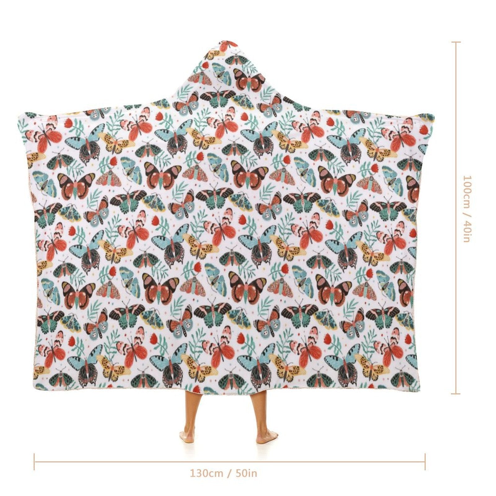 Pretty Moths And Butterflies Kids Hooded Blanket 100cm x 130cm