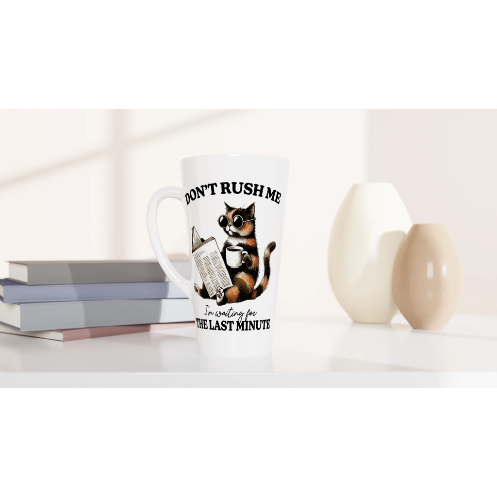 Personalise - Don't Rush Me, Cat - White Latte 17oz Ceramic Mug Personalised Latte Mug animal Globally Fulfilled