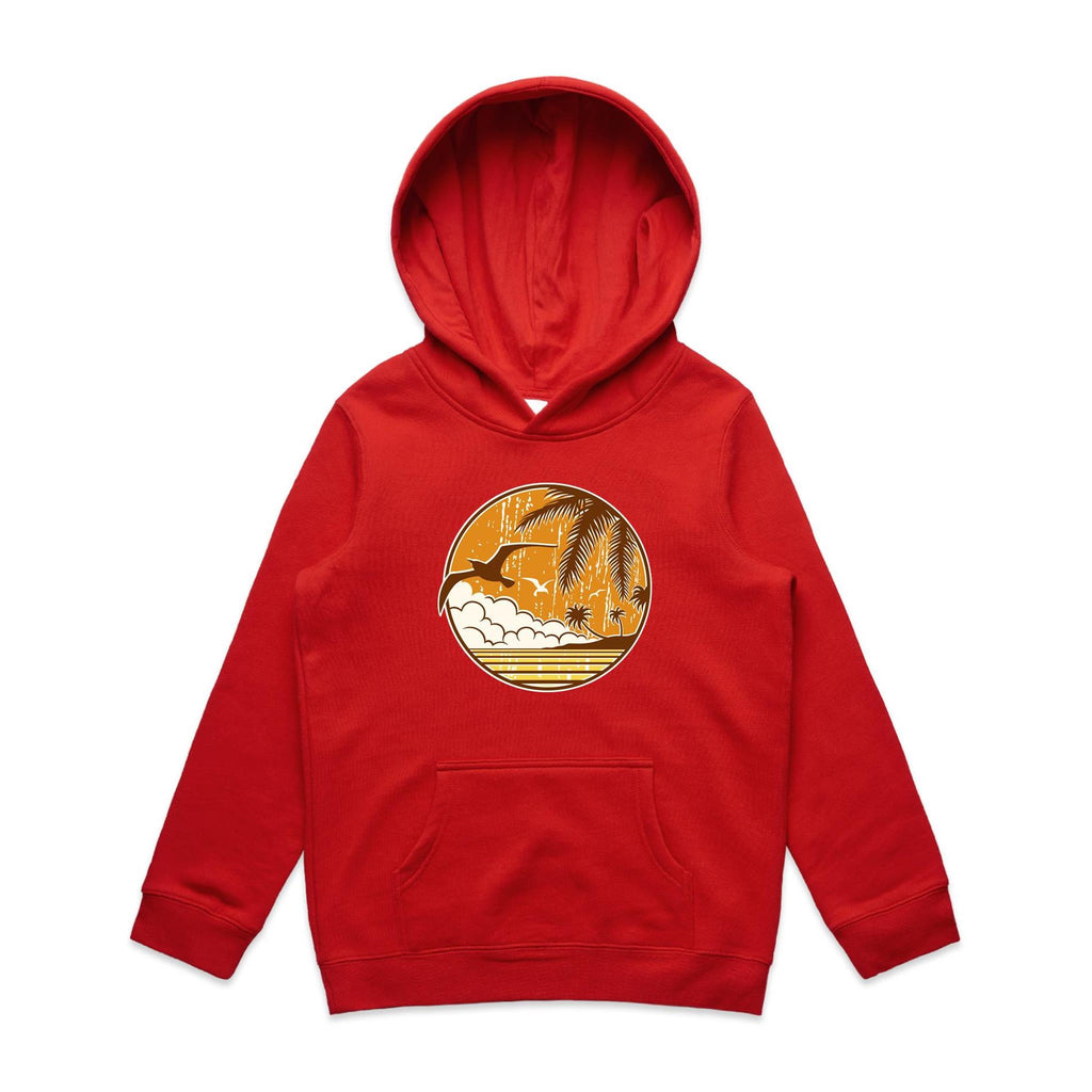 Tropical Days - Kids Hoodie Red Kids Hoodie Printed In Australia