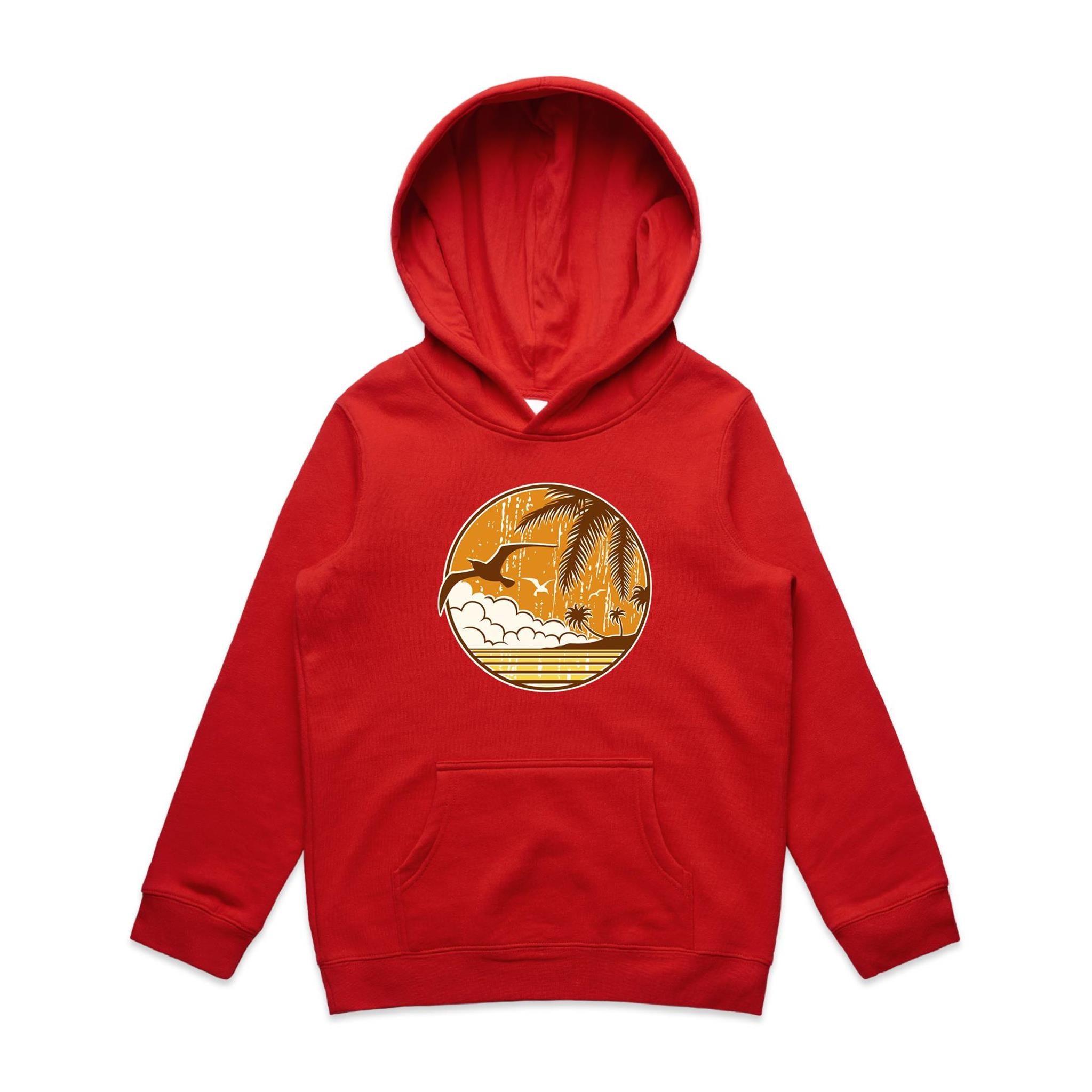 Tropical Days - Kids Hoodie Red Kids Hoodie Printed In Australia
