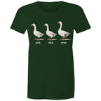 Duck Duck Goose - Womens T-shirt Forest Green Womens T-shirt animal Games Printed In Australia