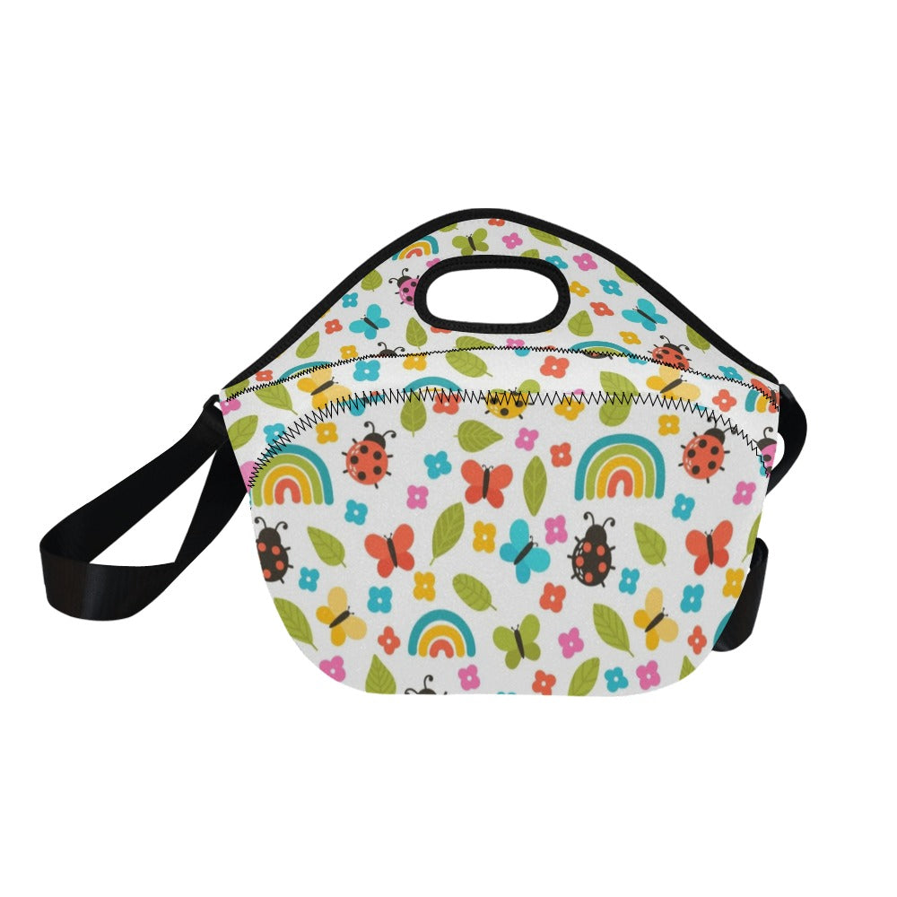 Ladybugs And Rainbows Neoprene Lunch Bag/Large (Model 1669) Neoprene Lunch Bag animal Printed Offshore