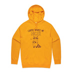 Coffee Makes Me Nicer, Raccoon - Mens Hoodie Gold Mens Hoodie animal Coffee Printed In Australia