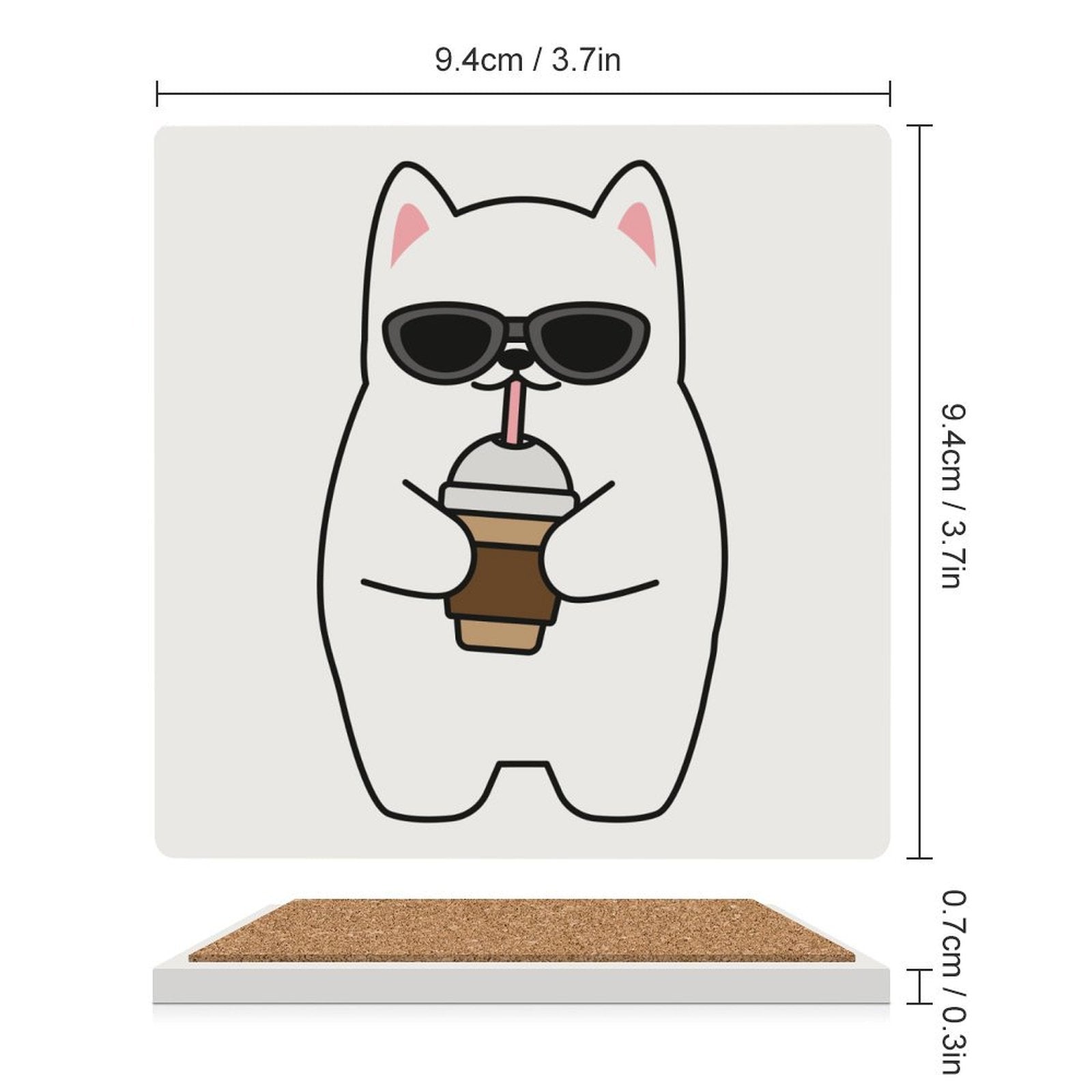 Cool Cat - Ceramic Coasters (Square) Ceramic Coasters animal Printed Offshore