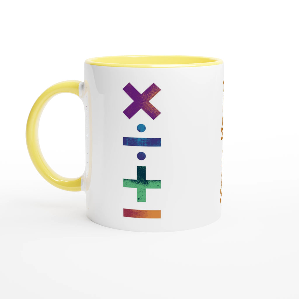 Personalise - Maths Symbols - White 11oz Ceramic Mug Ceramic Yellow Personalised Mug customise Globally Fulfilled Maths personalise Science