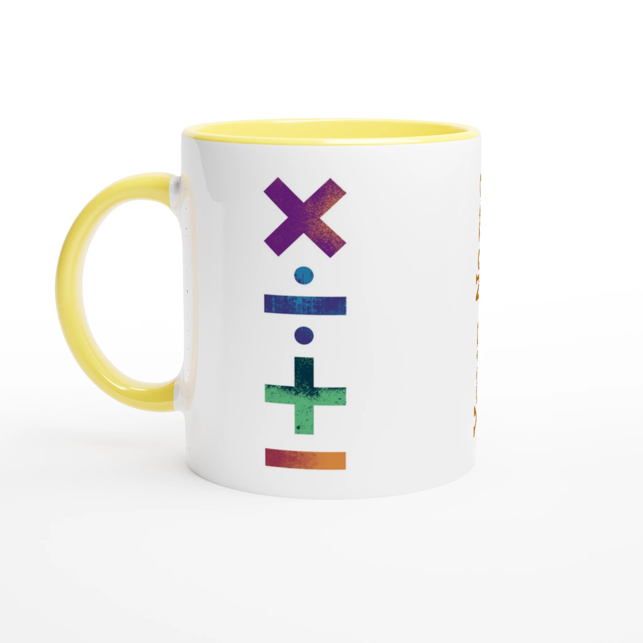 Personalise - Maths Symbols - White 11oz Ceramic Mug Ceramic Yellow Personalised Mug customise Globally Fulfilled Maths personalise Science