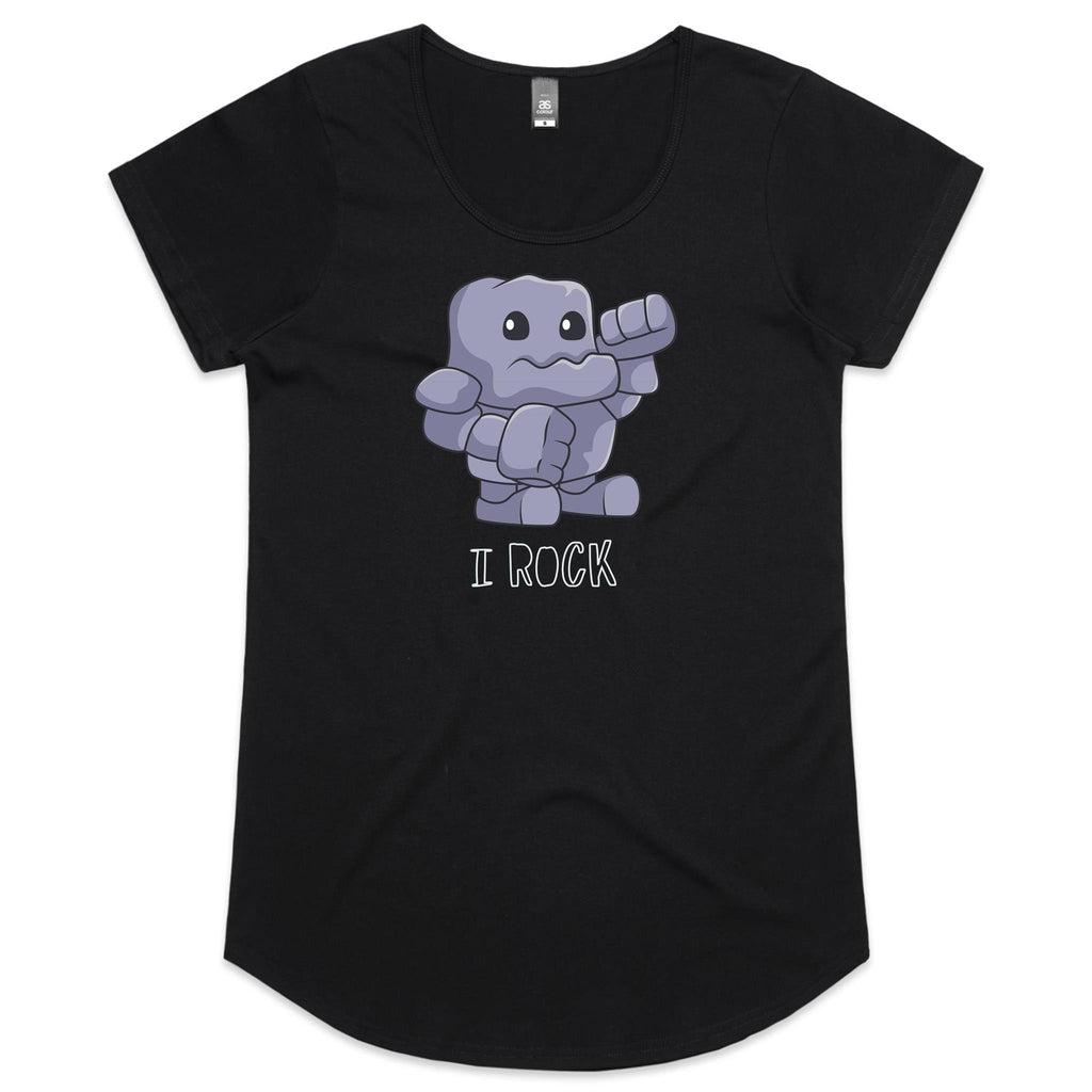 I Rock - Womens Scoop Neck T-Shirt Black Womens Scoop Neck T-shirt Music Printed In Australia