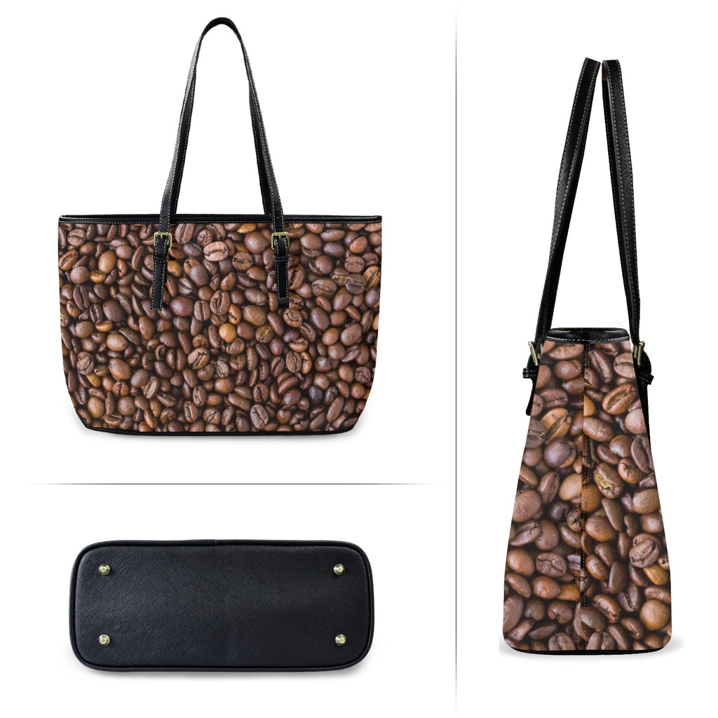 Coffee Beans - Leather Tote Bag-Large