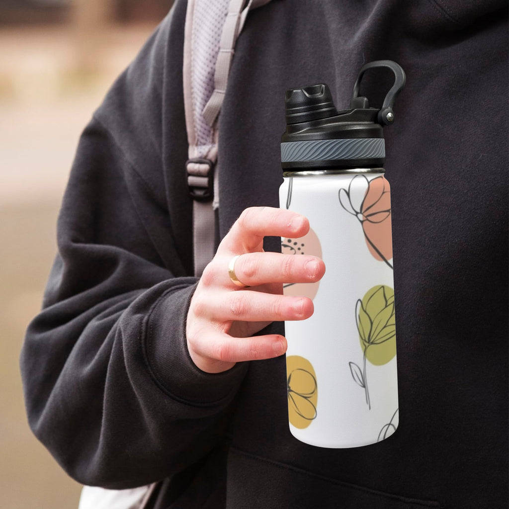 Flower Lines - Insulated Water Bottle with Dual-Use Lid (18oz) Insulated Water Bottle with Dual-Use Lid (18oz) Printed Offshore