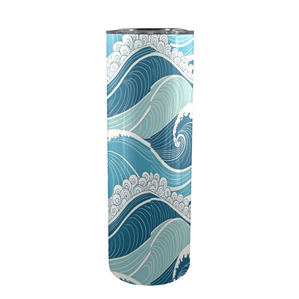 Ocean Waves - 20oz Tall Skinny Tumbler with Lid and Straw