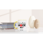 Personalise Teacher Mode On White 11oz Ceramic Mug with Color Inside Personalised 11oz Mug