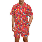 Comic Book Red Men's Hawaiian Shirt & Shorts Set Men's Hawaiian Shirt & Shorts Set comic Printed Offshore